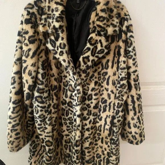 Nordstrom Jackets Coats Womens Faux Fur Leopard Print Coat